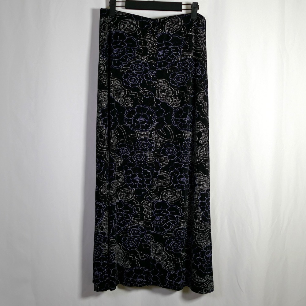 VTG Briggs New York Y2K Fairy Grunge Whimsigoth Maxi Skirt Size L Floral Buttons